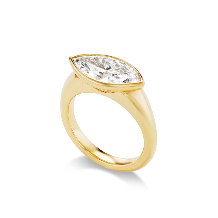 18K Yellow Gold Lab Grown Marquise Diamond Ring