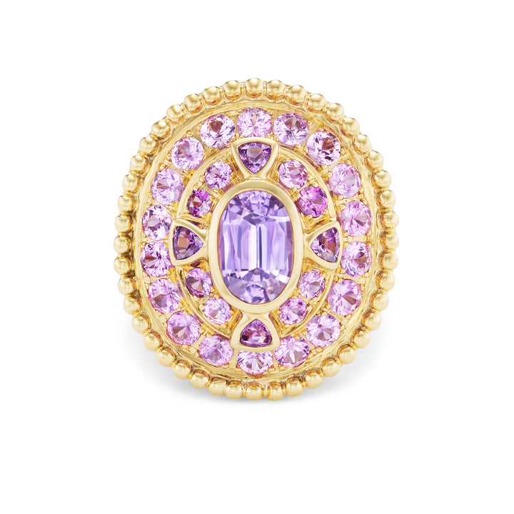 18K Yellow Gold "Royal Splendor" Purple & Pink Sapphire Ring