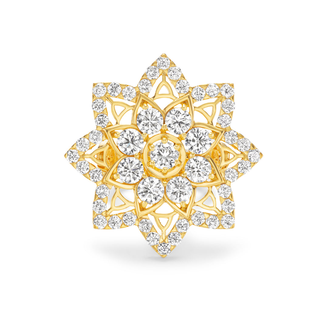 20K Yellow Gold Diamond Mandala Ring