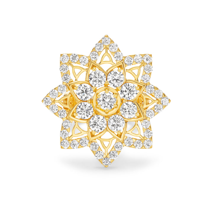 20K Yellow Gold Diamond Mandala Ring