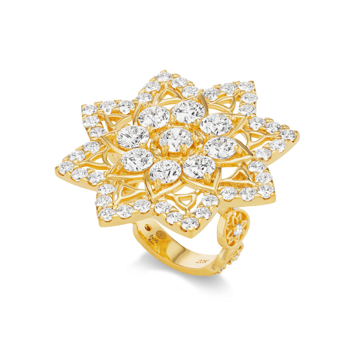20K Yellow Gold Diamond Mandala Ring