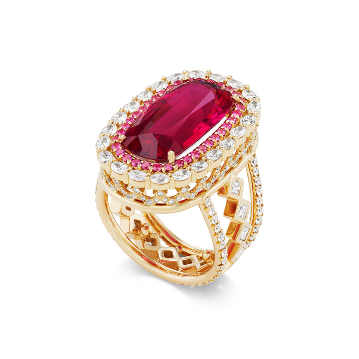 18K Yellow Gold Mahenge Spinel and Diamond Julia Ring