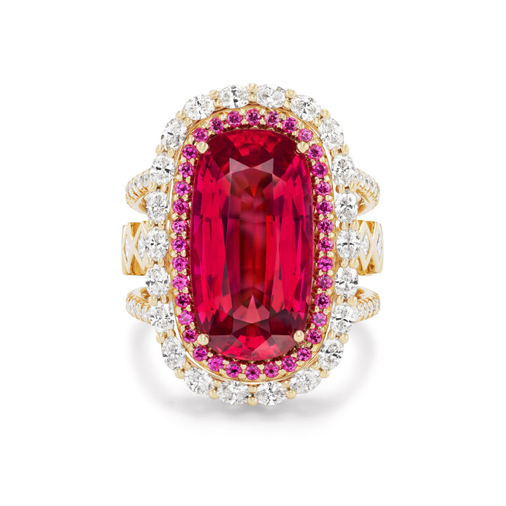 18K Yellow Gold Mahenge Spinel and Diamond Julia Ring