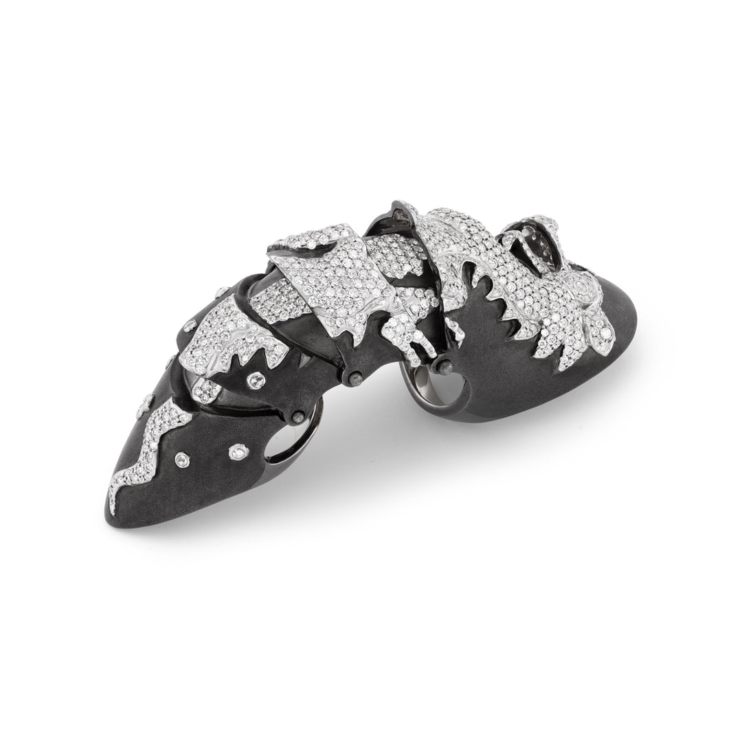 18K Black Gold Hinged Diamond Dragon Ring