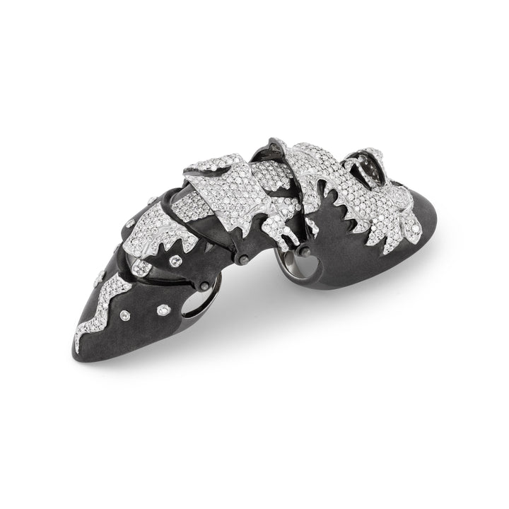 18K Black Gold Hinged Diamond Dragon Ring