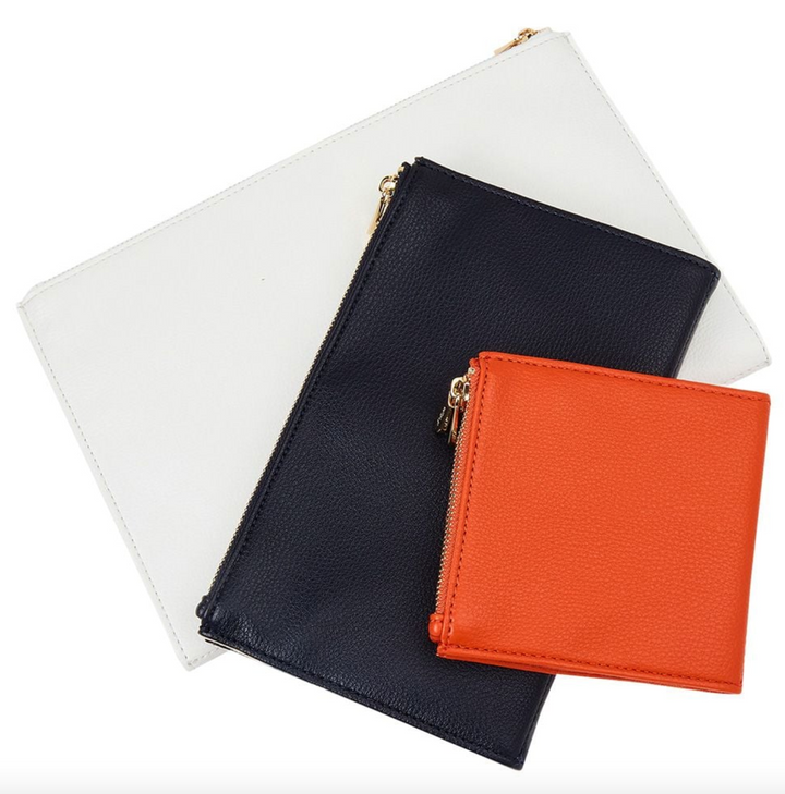 Set of three double zip jewelry pouches