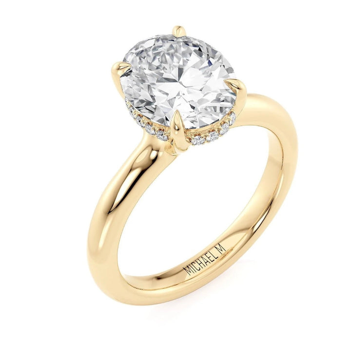 18K Yellow Gold 2.51ct Oval Lab-Grown Diamond Crown Engagement Ring