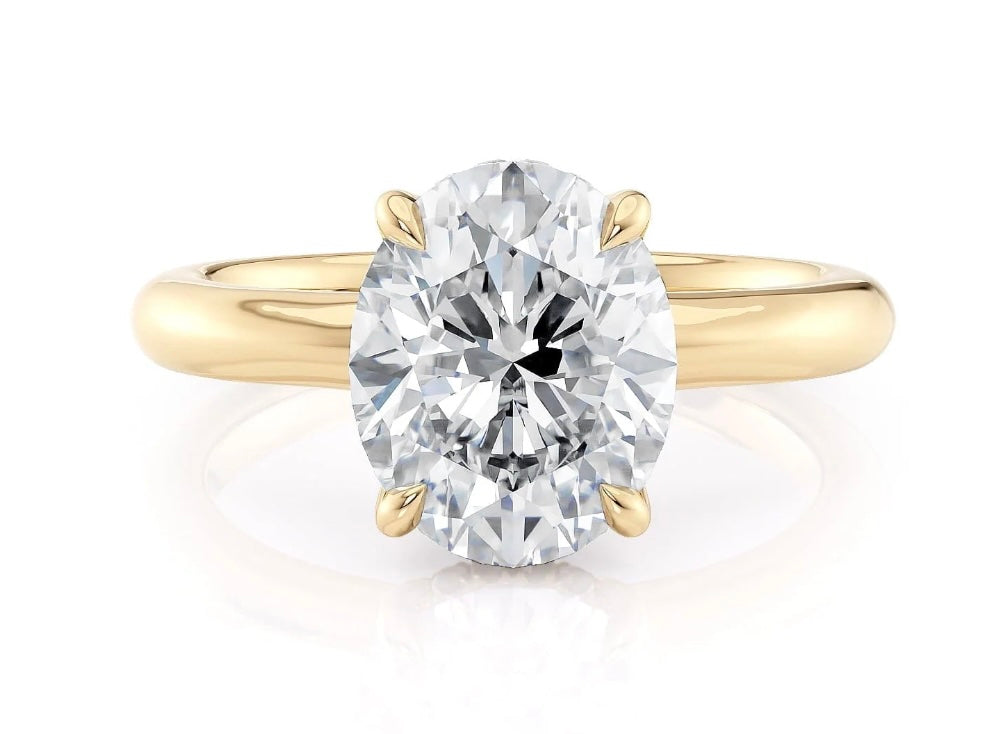 18K Yellow Gold 2.51ct Oval Lab-Grown Diamond Crown Engagement Ring