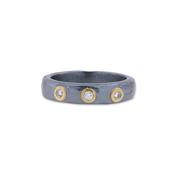 Oxidized Sterling Silver and 24K Gold Stockholm Diamond Ring