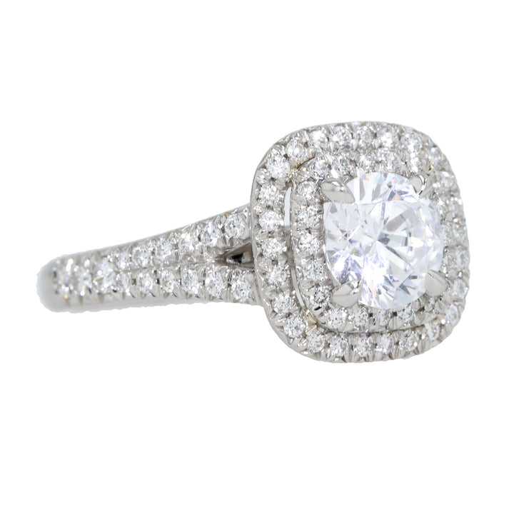 Platinum Pave Diamond Double Halo Liberty Engagement Ring