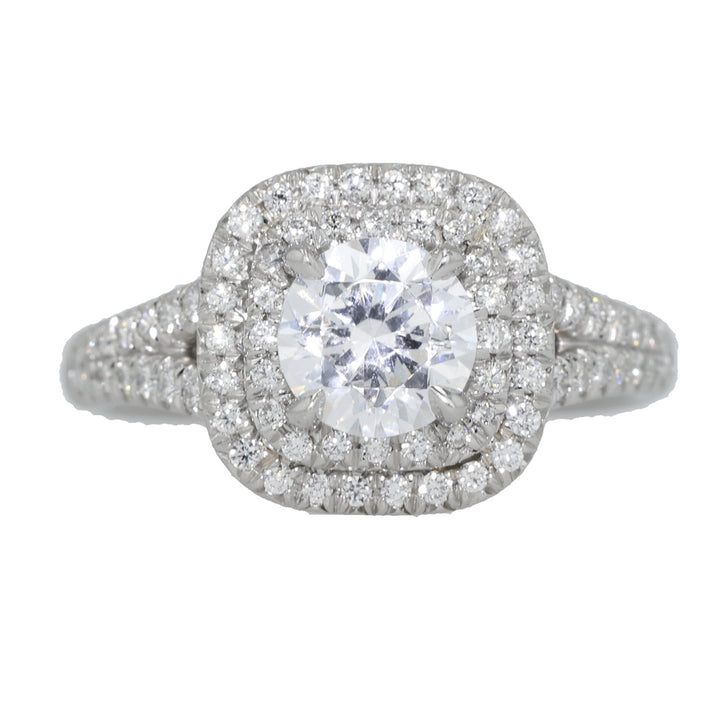 Platinum Pave Diamond Double Halo Liberty Engagement Ring