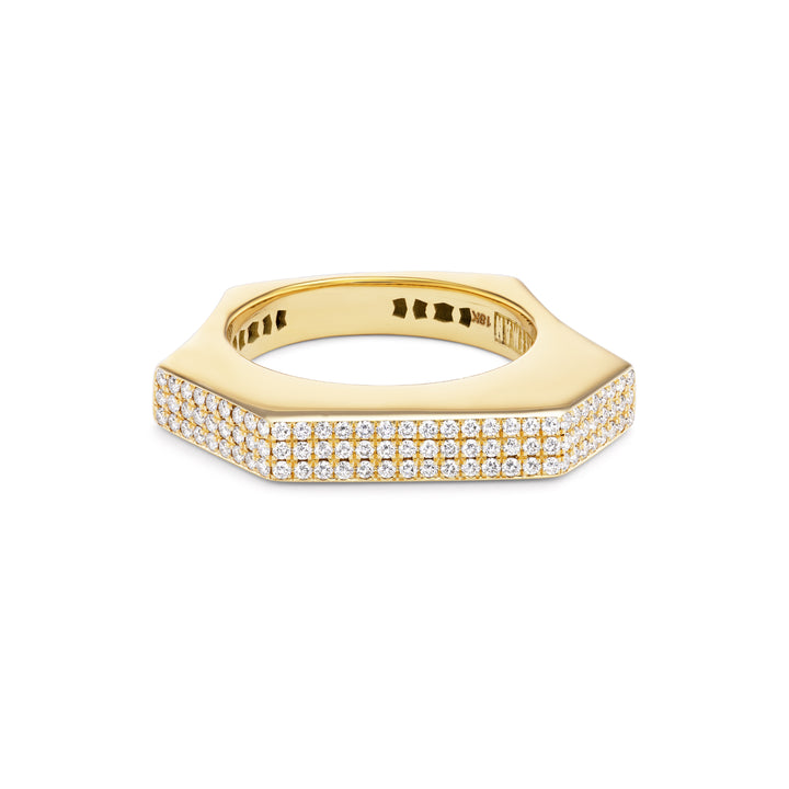 18K Yellow Gold Hexagon Shaped Diamond Ring