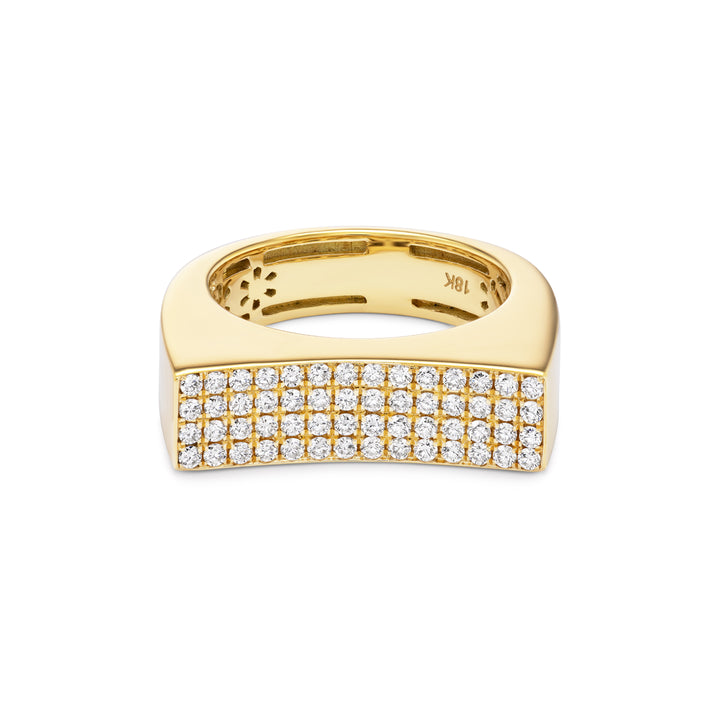 18K Yellow Gold Concave Pave Diamond Ring