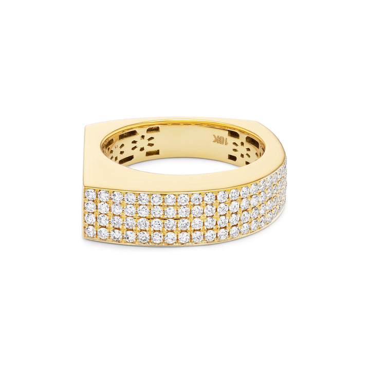 18K Yellow Gold and Pave Diamond Curve Ring