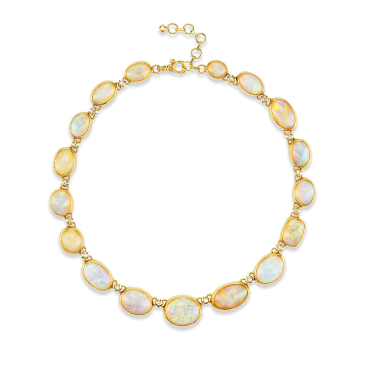 24K Yellow Gold, One of a Kind, Ethiopian Opal & Diamond Necklace