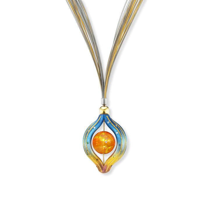 Titanium and 24K Gold,  Ethiopian Opal Necklace