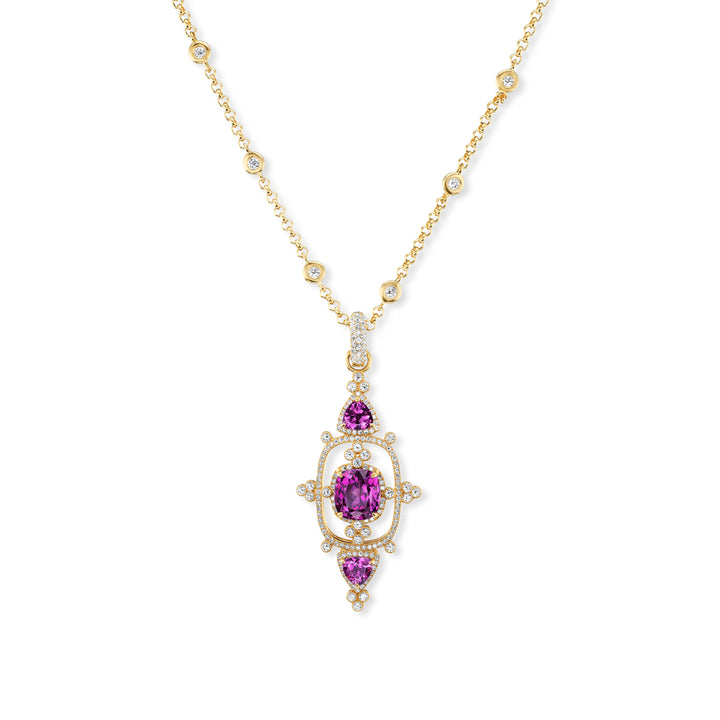 18K Rose Gold Purple Garnet and Diamond Pendant