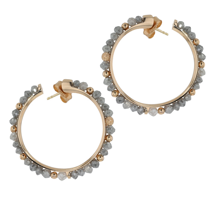 18K Rose Gold Diamond Hoop Earrings