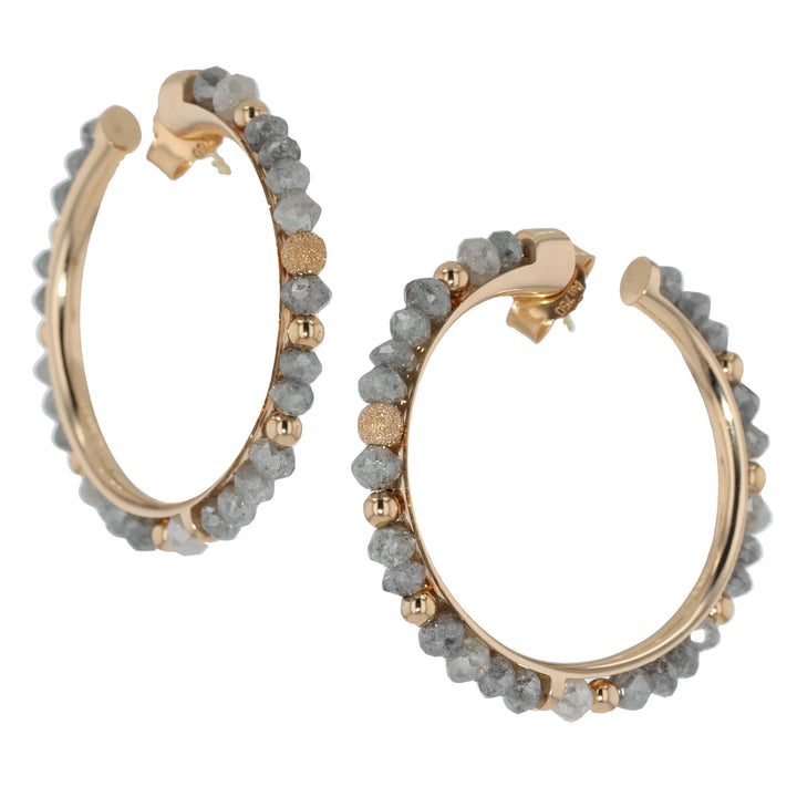 18K Rose Gold Diamond Hoop Earrings