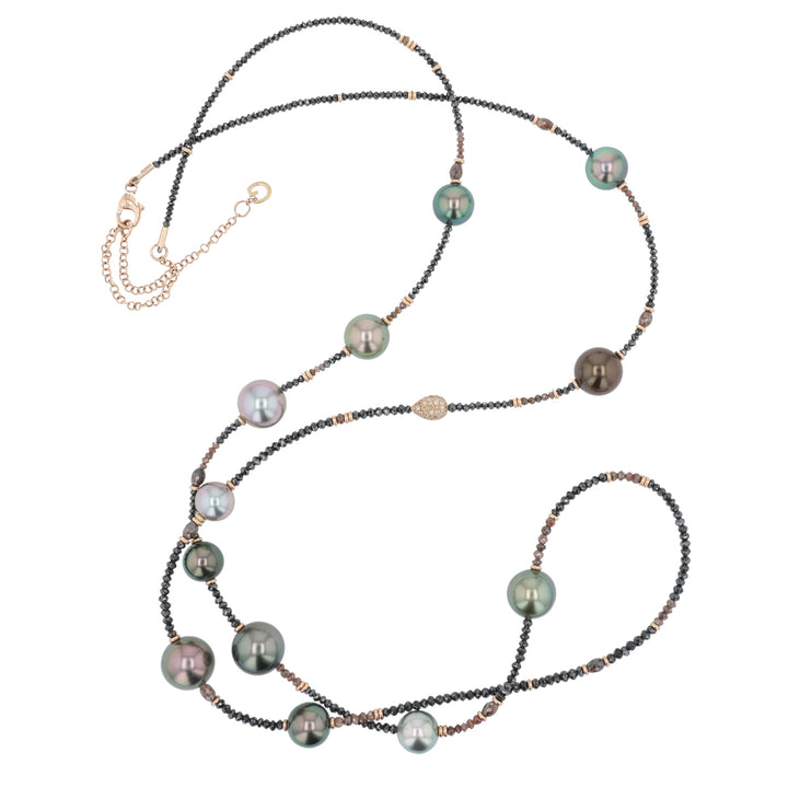 18K Rose Gold, Marutea Tahitian Pearl & Diamond Necklace