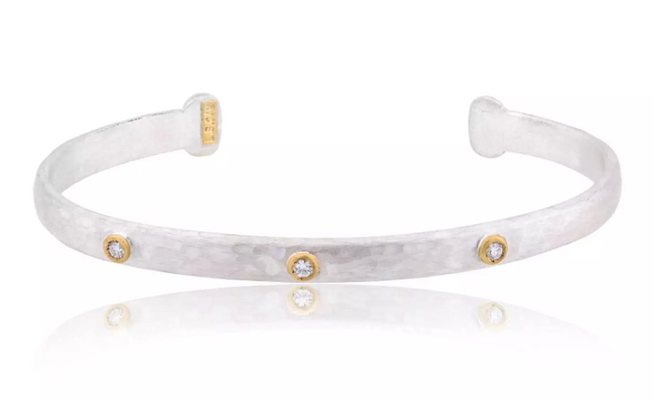 Sterling Silver and 24K Yellow Gold Stockholm Diamond Cuff Bracelet