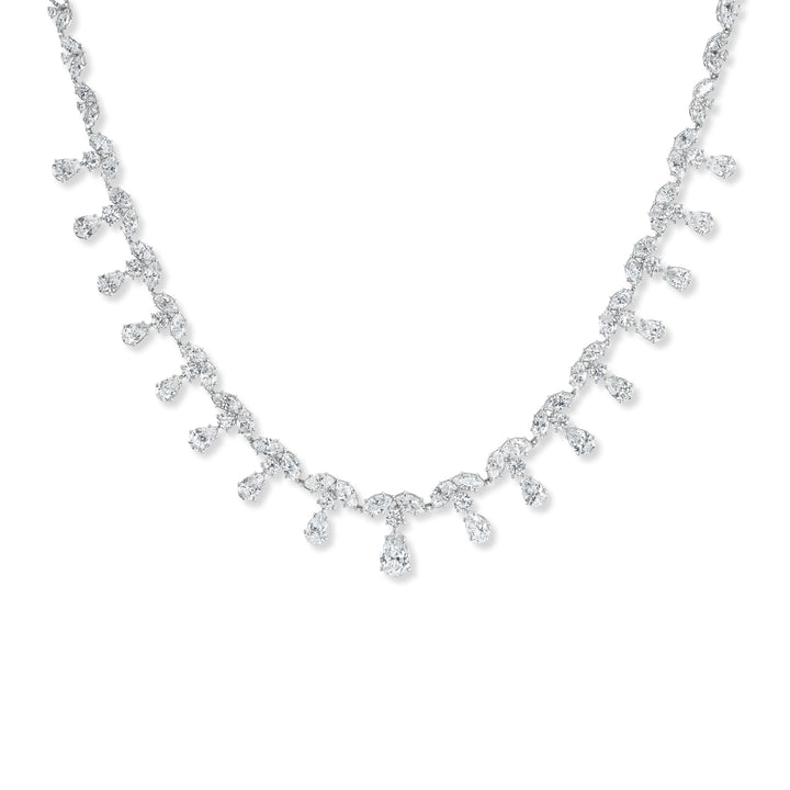 Platinum Diamond Necklace with Pear, Marquise, and Round Brilliant Diamonds