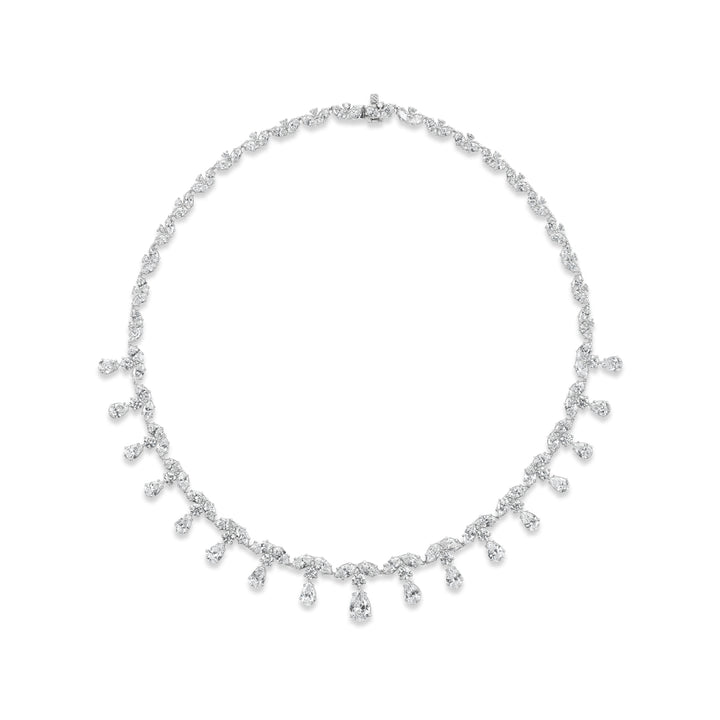 Platinum Diamond Necklace with Pear, Marquise, and Round Brilliant Diamonds