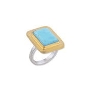 Sterling Silver and 24K Yellow Gold Kingman Turquoise Ring