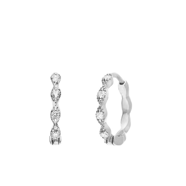 18K White Gold Eleanor Diamond Huggie Earrings