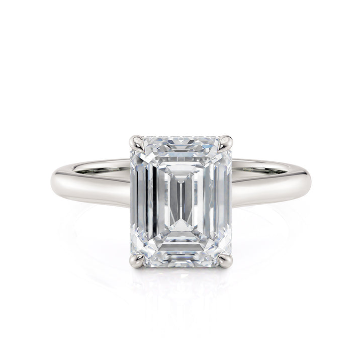 18K White Gold 4.10ct Lab-Grown Emerald Cut Diamond Engagement Ring