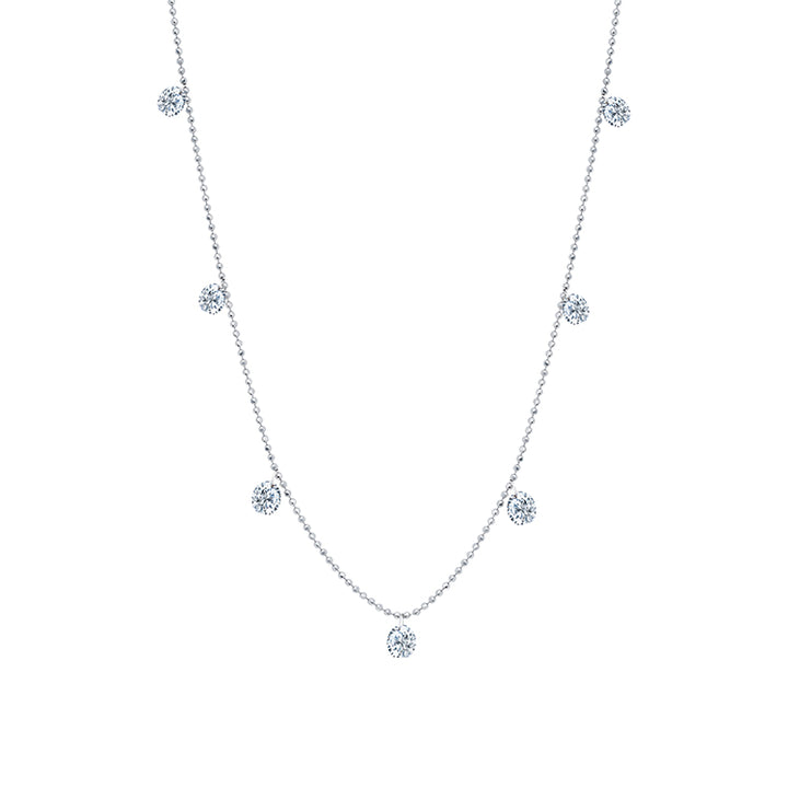 18K White GOld Small Floating Diamond Necklace