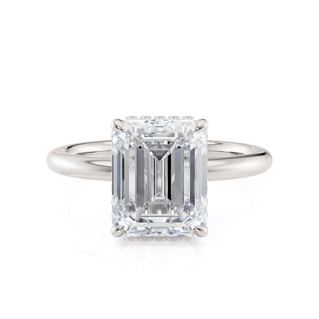 18K White Gold 4.08ct Lab-Grown Emerald Cut Diamond Engagement Ring