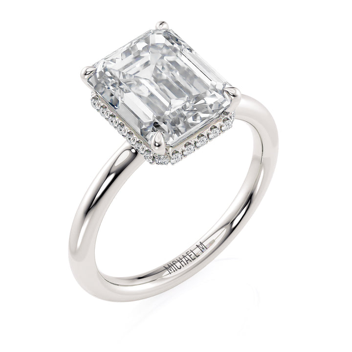 18K White Gold 4.08ct Lab-Grown Emerald Cut Diamond Engagement Ring