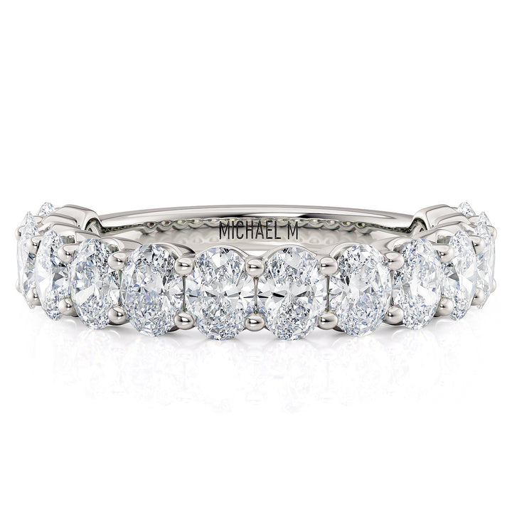 18K White Gold Oval Diamond Band