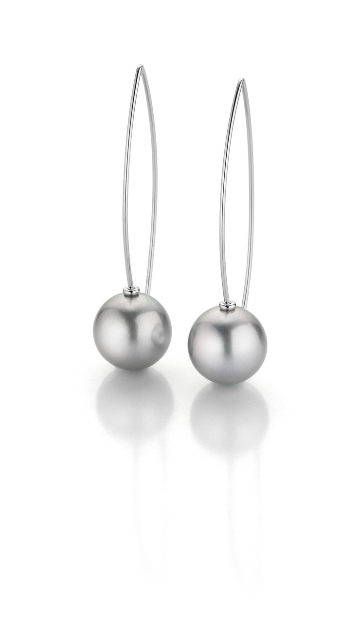 18K White Gold Silver Tahitian Pearl Earrings