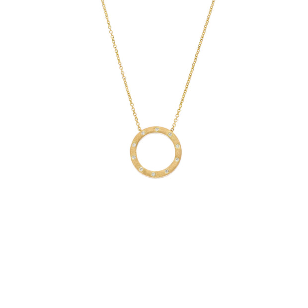 18K Yellow Gold Dunes Small Circle Diamond Necklace