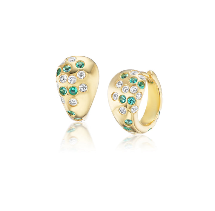 "Actually, Thank You" 18K Yellow Gold Emerald and Diamond Earrings