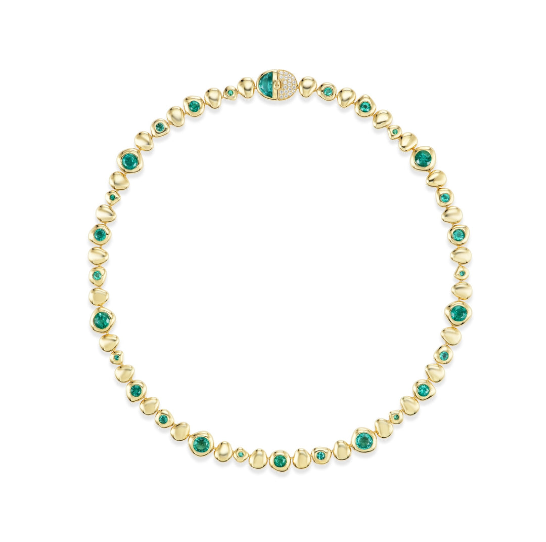 "It Was Never About Them" 18K Yellow Gold Emerald and Diamond Necklace