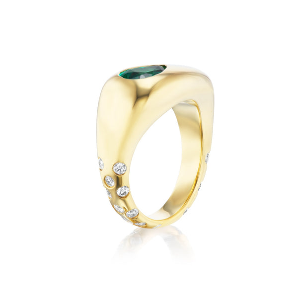 "Turn It Into Something Beautiful" 18K Yellow Gold Emerald and Diamond Ring