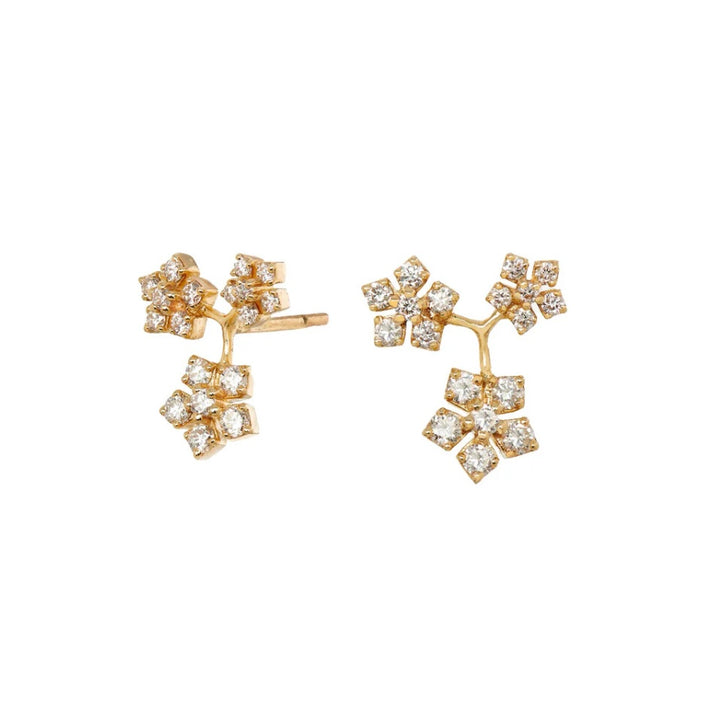 18K Yellow Gold Enchanted Garden Trio Diamond Stud Earrings