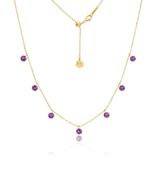 18K Yellow Gold Floating Amethyst Necklace