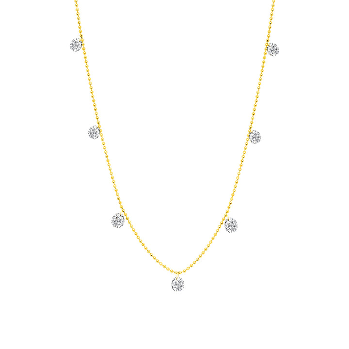 18K Yellow Gold Small Floating Diamond Necklace