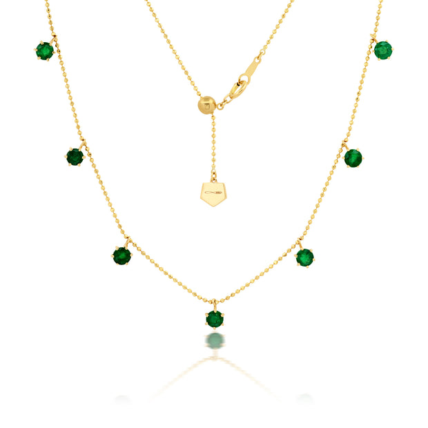 18K Yellow Gold Floating Emerald Necklace