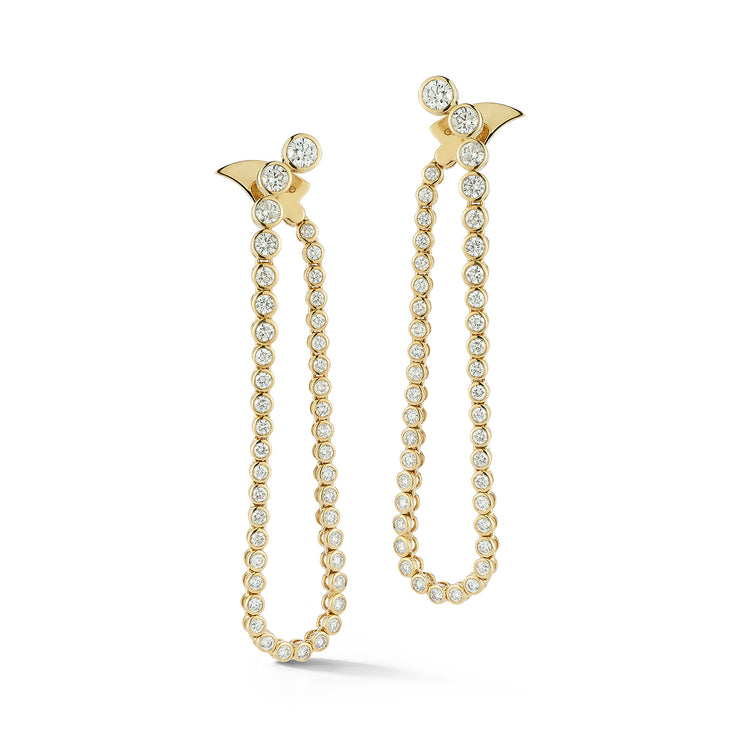 18K Yellow Gold Flourescence Diamond Earrings