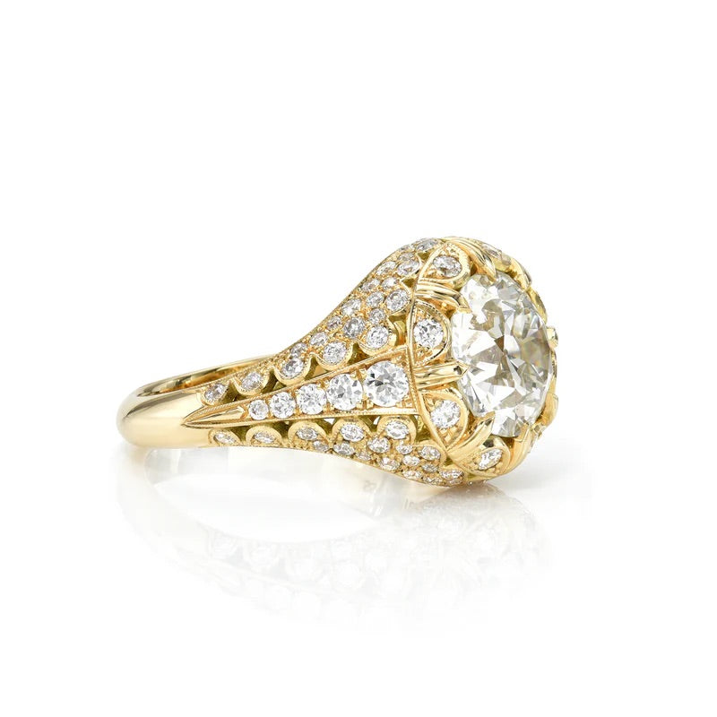 18K Yellow Gold Iris 3.26 carat Old European Cut Diamond Ring