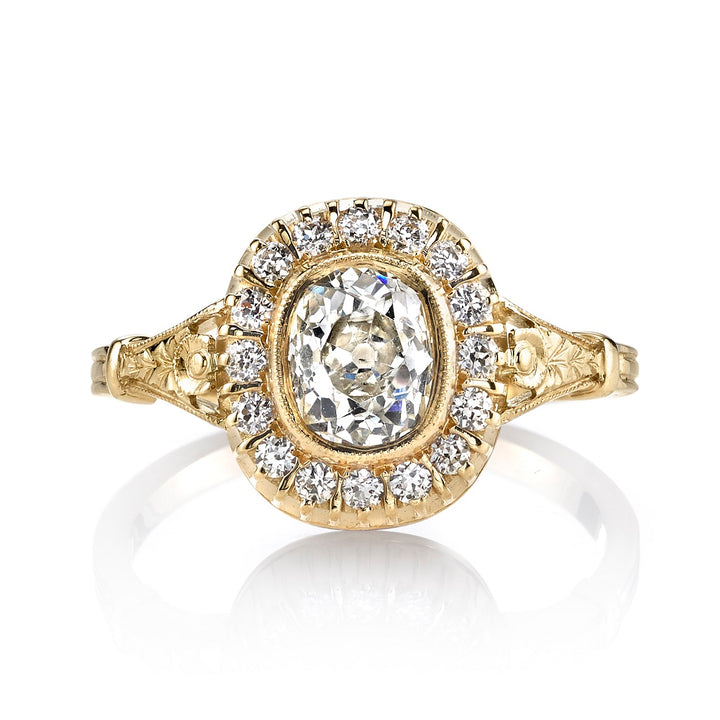 18K Yellow Gold Martine Old Mine Cut and Old European Cut Diamond Ring