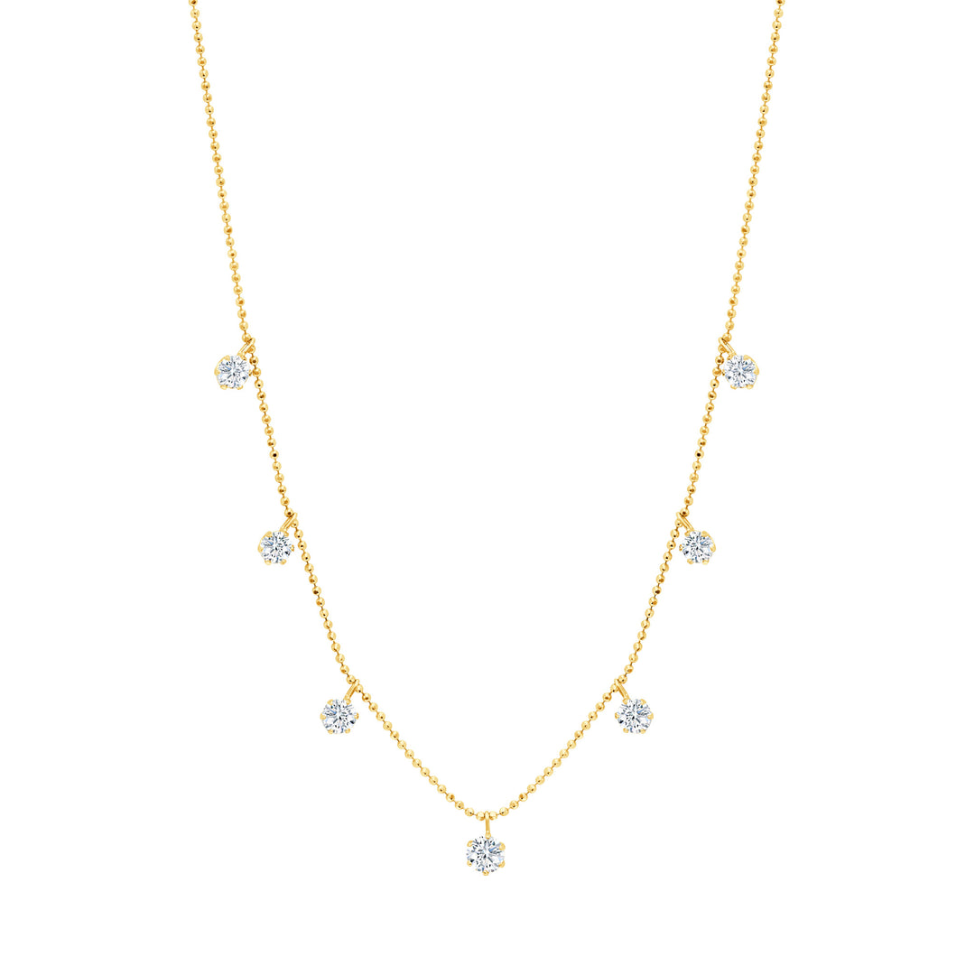 18K Yellow Gold Medium Floating Diamond Necklace