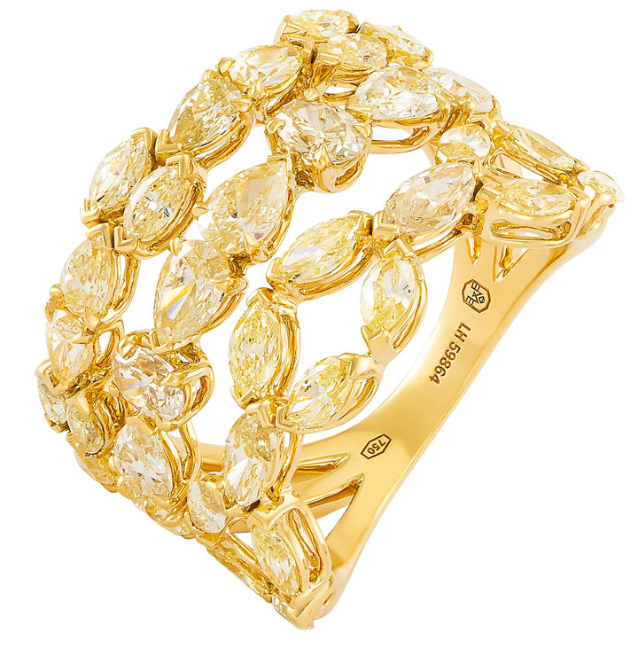 18K Yellow Gold & Mixed Shape Yellow Diamond Stack Ring