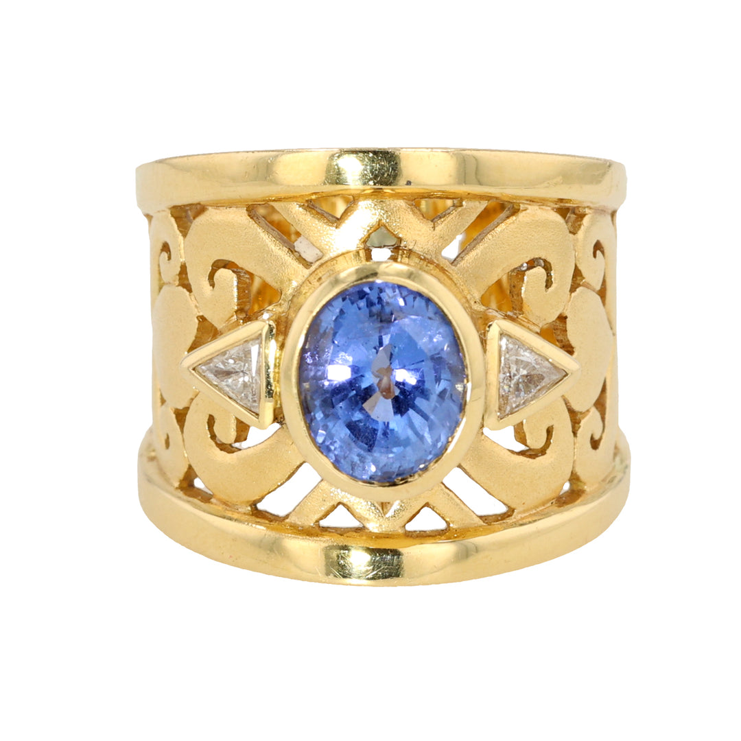 18K Yellow Gold "Blue Majesty" Sapphire and Diamond Ring