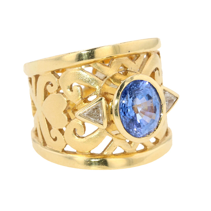 18K Yellow Gold "Blue Majesty" Sapphire and Diamond Ring